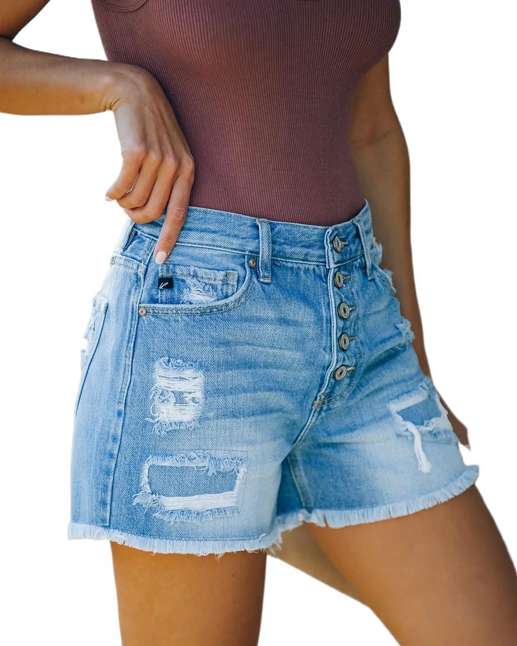 Clara – High-Waisted Women's Denim Shorts with Straight Leg