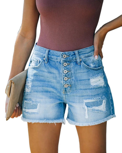 Clara – High-Waisted Women's Denim Shorts with Straight Leg