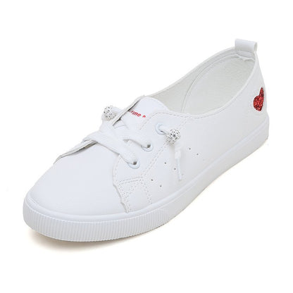 Mary – Fluffy Women's Sneakers with Heart Motif in White