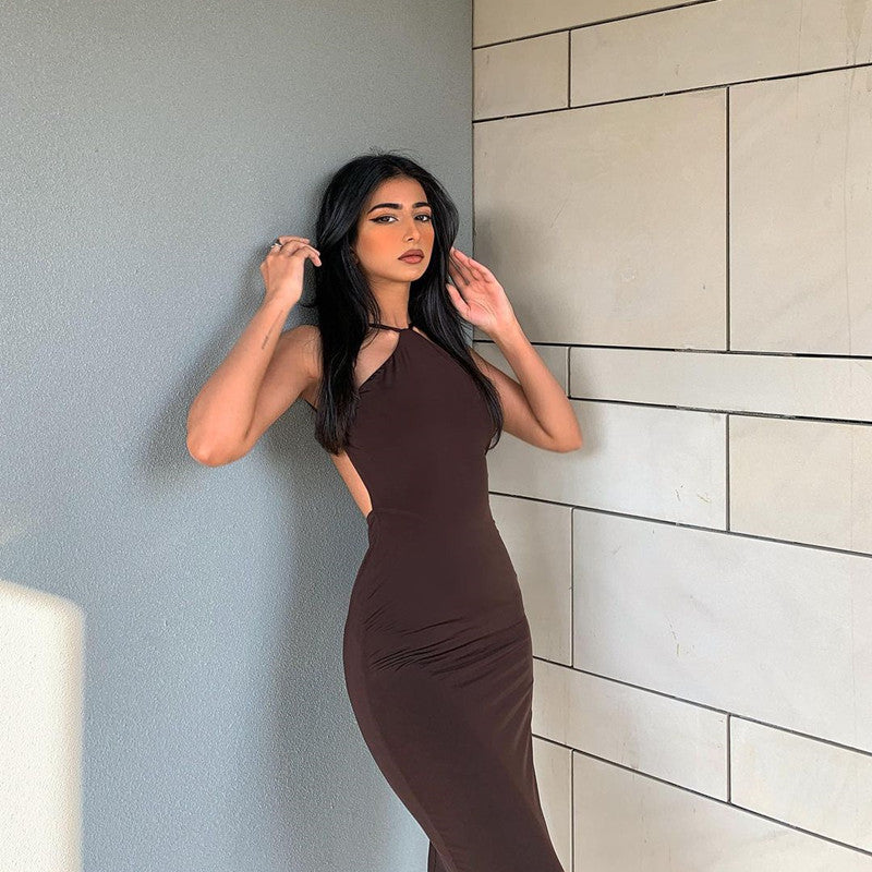 Natalie – Long Halterneck Dress