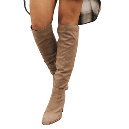 Heidi – Elegant Knee-High Boots with Zipper in Solid Colors