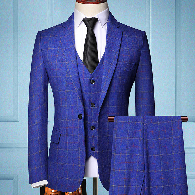 Stephen – Three-Piece Men's Suit with Plaid Pattern