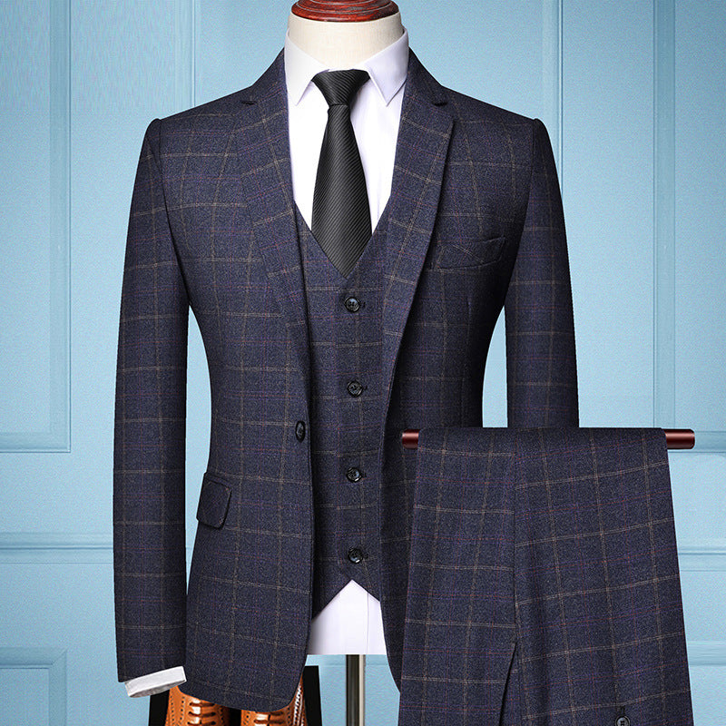 Stephen – Three-Piece Men's Suit with Plaid Pattern