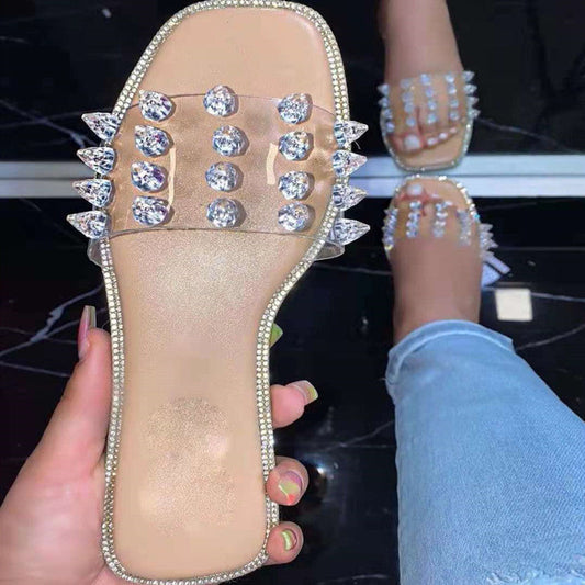 Sophie – Flat Women's Beach Sandals with Rhinestones and Studs