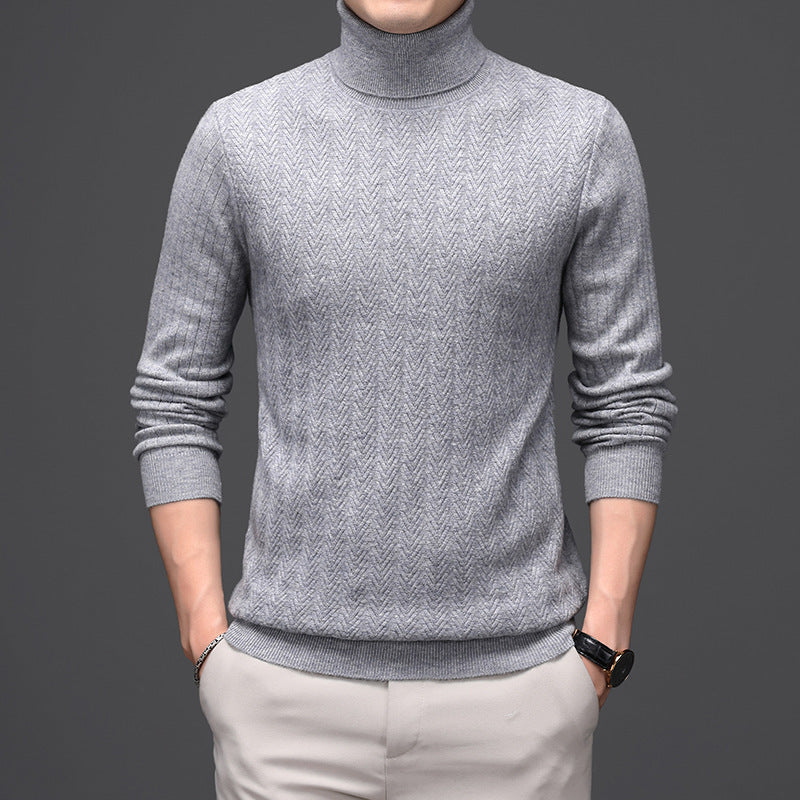 Nathaniel – High Collar Wool Sweater with Bold Stripes