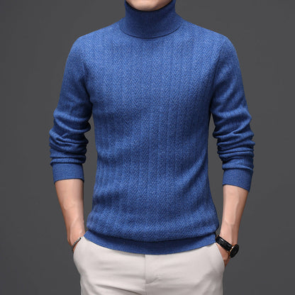 Nathaniel – High Collar Wool Sweater with Bold Stripes