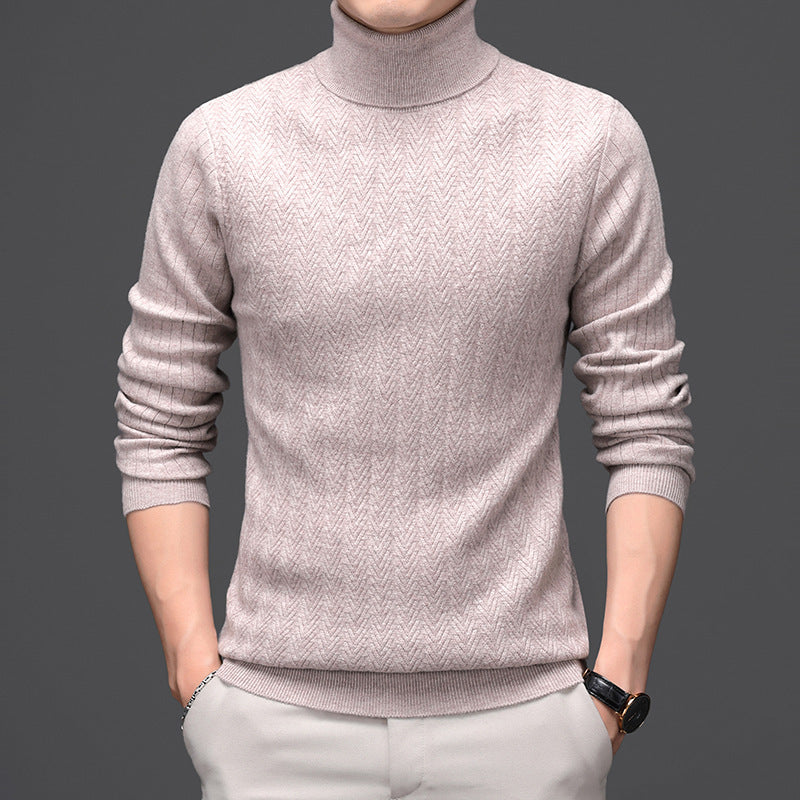 Nathaniel – High Collar Wool Sweater with Bold Stripes