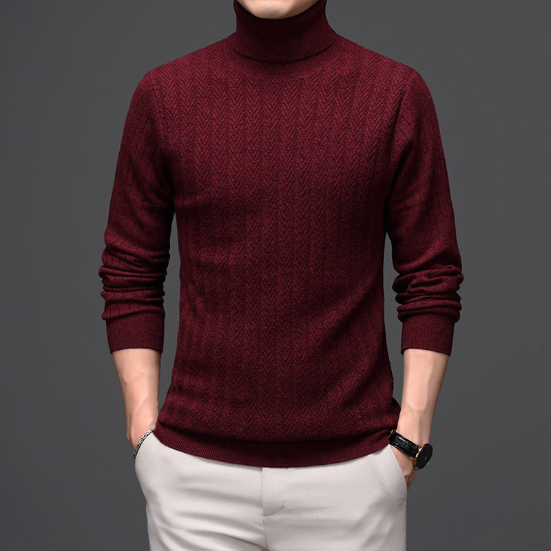 Nathaniel – High Collar Wool Sweater with Bold Stripes