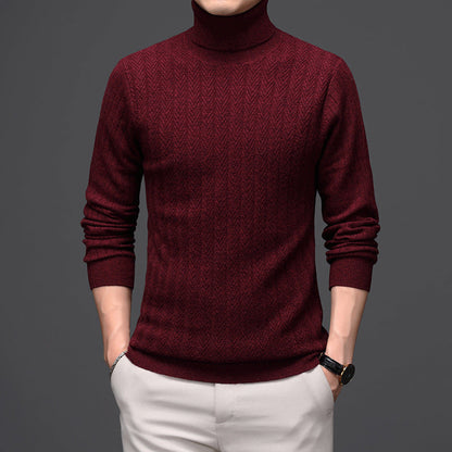 Adam – High Neck Wool Sweater with Bold Stripes