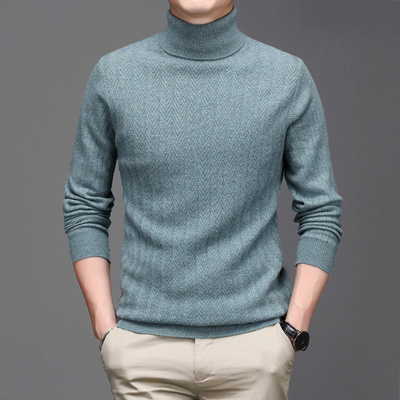 Adam – High Neck Wool Sweater with Bold Stripes