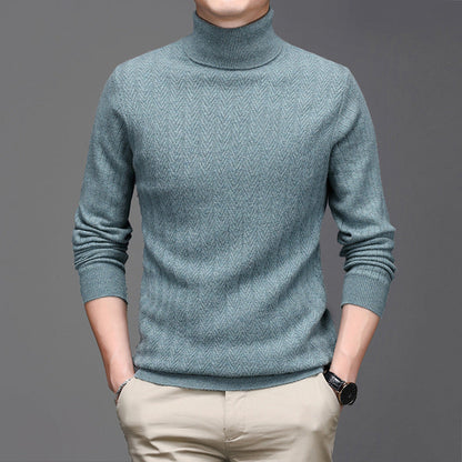 Adam – High Neck Wool Sweater with Bold Stripes