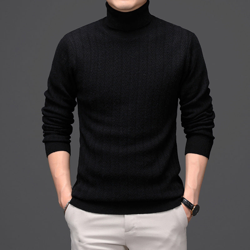 Nathaniel – High Collar Wool Sweater with Bold Stripes