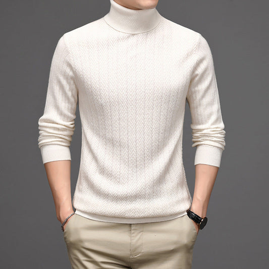 Adam – High Neck Wool Sweater with Bold Stripes