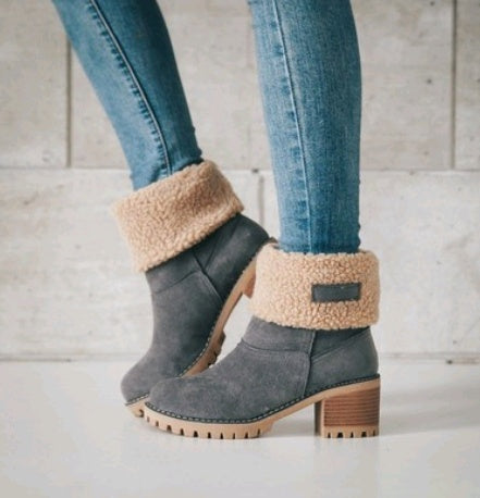 Shirley – Mid-Height Thick Heel Boots in Premium Vegan Suede