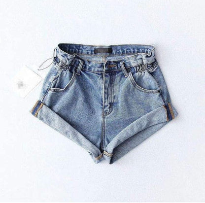 Brenda – High-Waisted Denim Shorts with Elastic Waist and Wide Leg