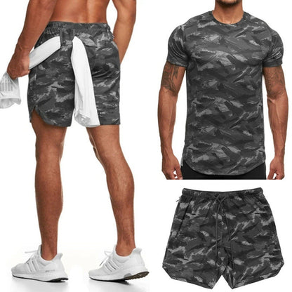 Ken – Two-Piece Men's Short-Sleeve Fitness Camouflage Sport Set