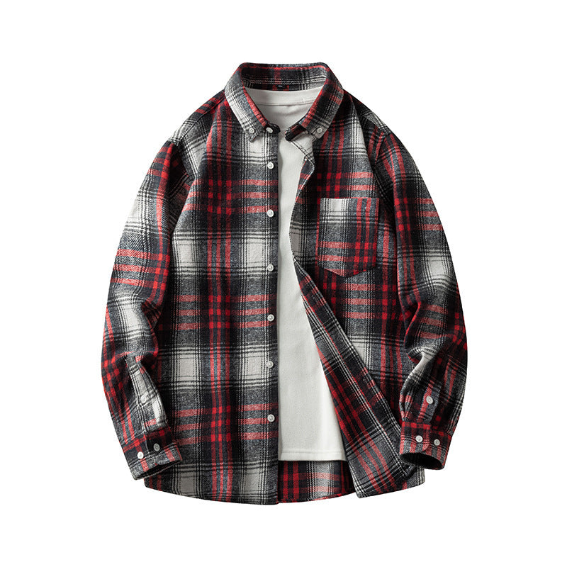 Leonard – Long-Sleeve Men's Flannel Shirt with Check Pattern