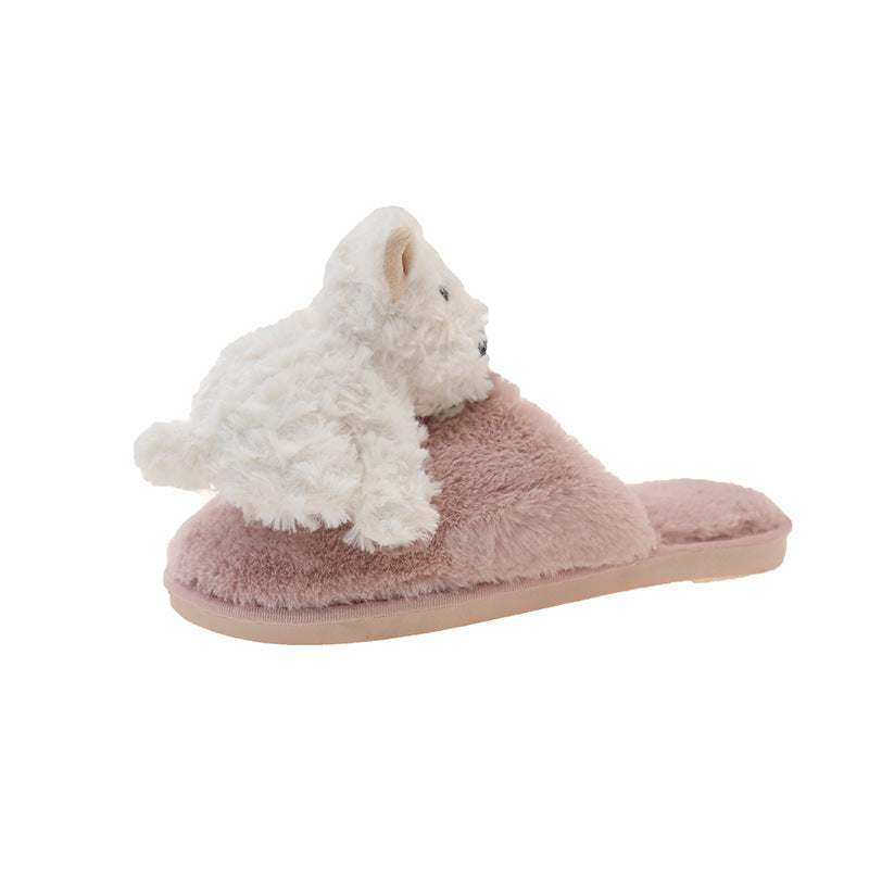 Mary – Fluffy Cotton Puppy Slippers for Women