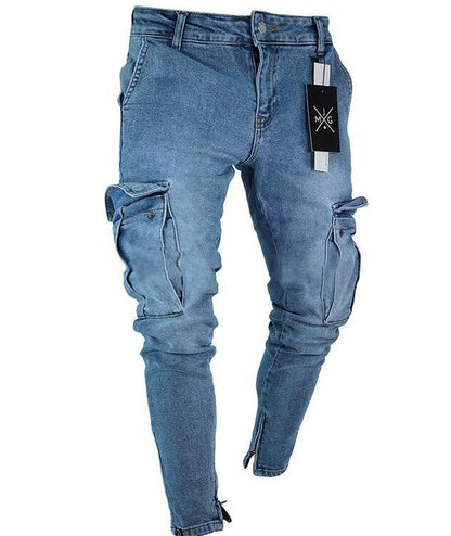 Terry – Men's Cargo Jeans with Distressed Denim