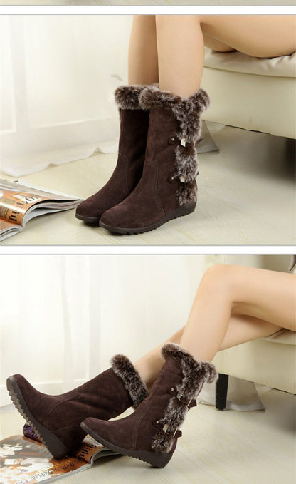 Adele – Mid-Height Women's Boots with Faux Fur for Winter