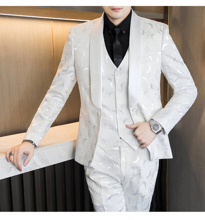 Terrence – Embossed Three-Piece Suit for Men