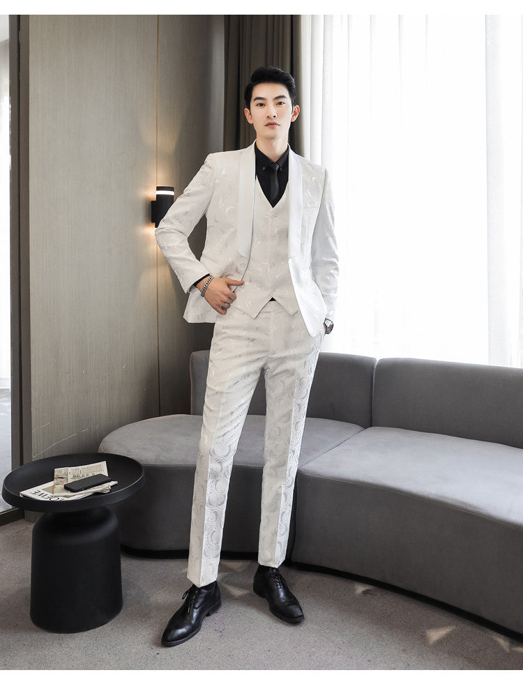 Terrence – Embossed Three-Piece Suit for Men