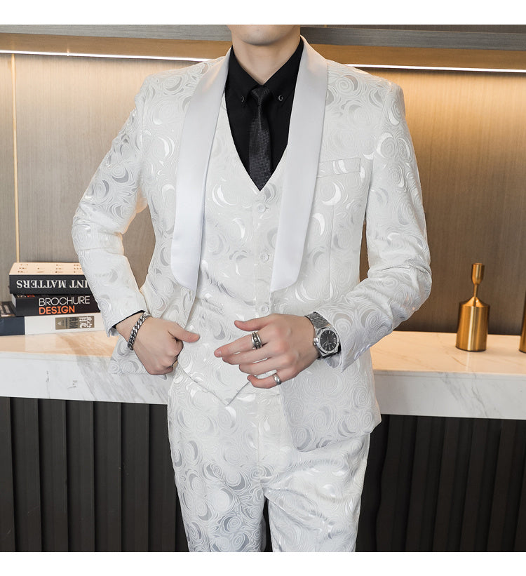 Terrence – Embossed Three-Piece Suit for Men