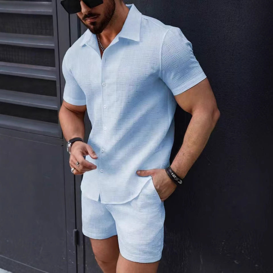 Glenn – Short-Sleeved Men's Shirt with Sporty Style Shorts