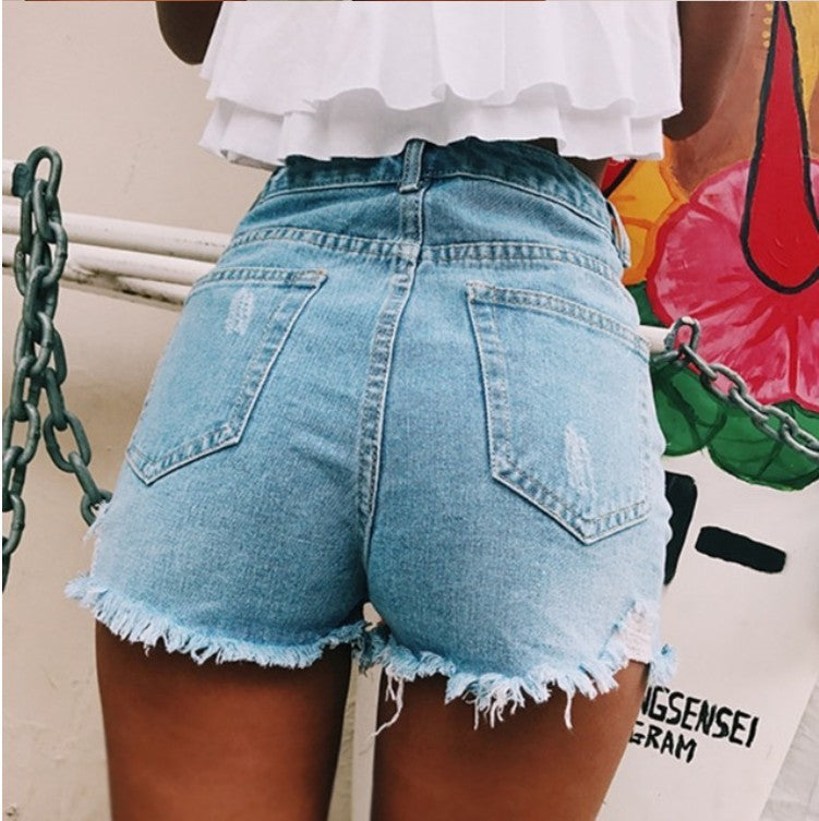 Sophie – Retro Women's Denim Shorts with Distressing