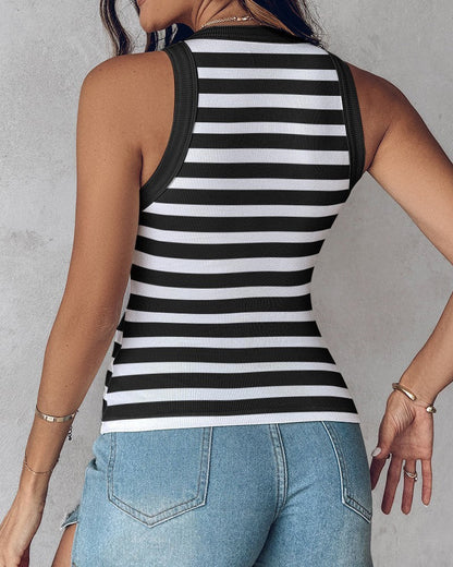 Tanya – Sleek Striped Tank Top with Bralette