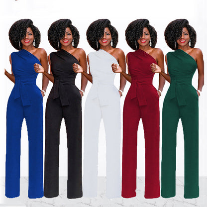 Amelia – Elegant Women's Jumpsuit with Asymmetrical Collar