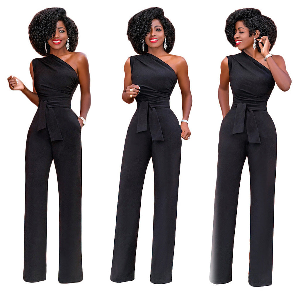 Amelia – Elegant Women's Jumpsuit with Asymmetrical Collar