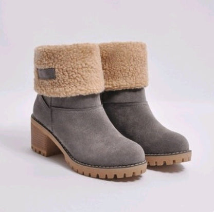 Shirley – Mid-Height Thick Heel Boots in Premium Vegan Suede