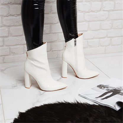 Lynda – High Women's Boots in Vegan Leather White