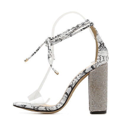 Chelsea – Roman High Heel Sandals with Rhinestones and Straps