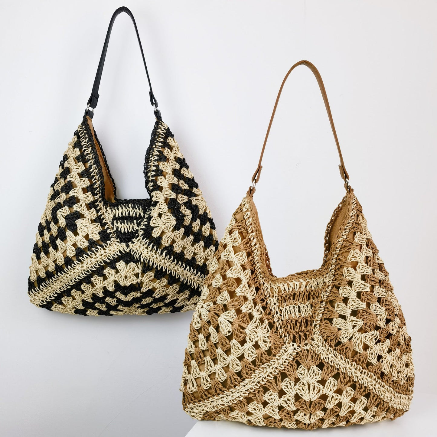 Joanne – Handmade Straw Bag with Contrasting Colors