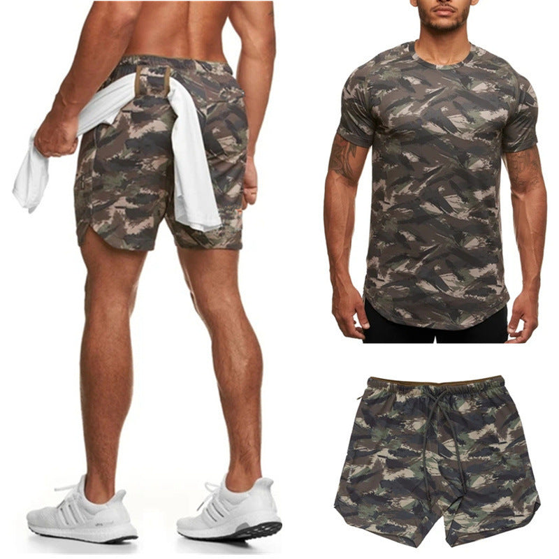 Ken – Two-Piece Men's Short-Sleeve Fitness Camouflage Sport Set