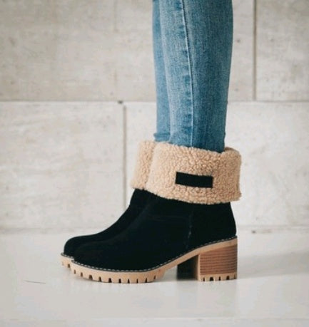 Shirley – Mid-Height Thick Heel Boots in Premium Vegan Suede