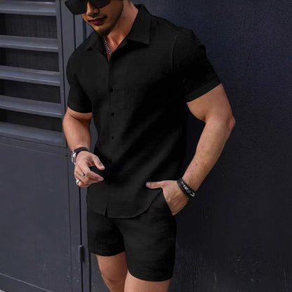 Glenn – Short-Sleeved Men's Shirt with Sporty Style Shorts