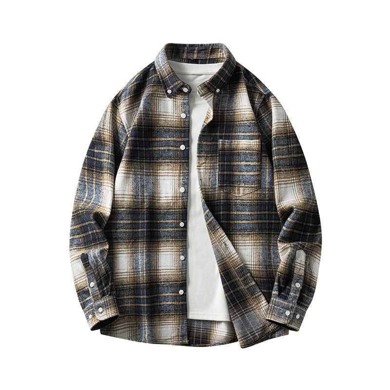 Leonard – Long-Sleeve Men's Flannel Shirt with Check Pattern