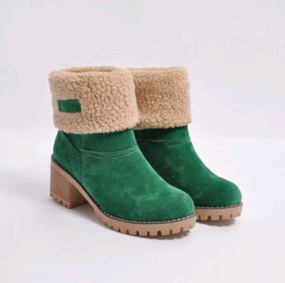 Shirley – Mid-Height Thick Heel Boots in Premium Vegan Suede