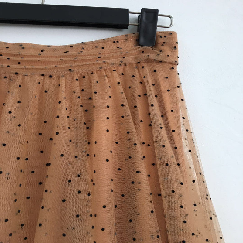 Mandy – Polka Dot Mesh Skirt with High Elastic Waistband