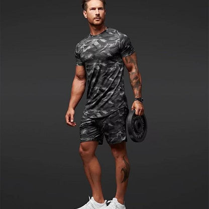 Ken – Two-Piece Men's Short-Sleeve Fitness Camouflage Sport Set