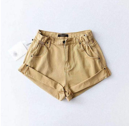 Brenda – High-Waisted Denim Shorts with Elastic Waist and Wide Leg