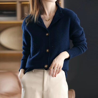 Rachael – Relaxed Knit Cardigan with Stand Collar