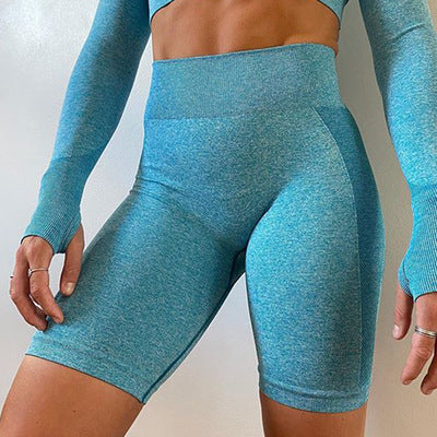 Julie – Seamless Women's Yoga Set with Long Sleeve Top and Shorts