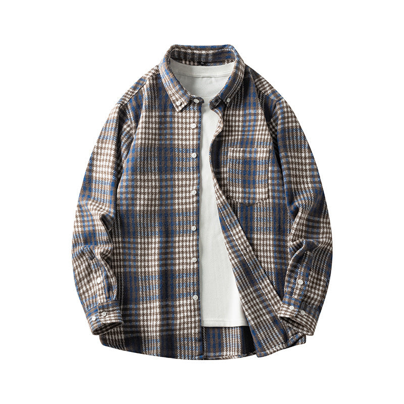 Leonard – Long-Sleeve Men's Flannel Shirt with Check Pattern