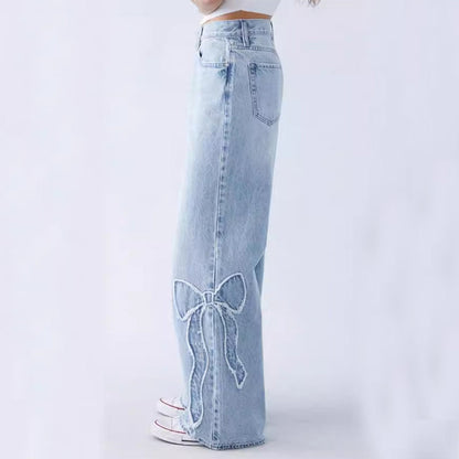 Julie – Straight Women's Pants with Embroidered Butterflies