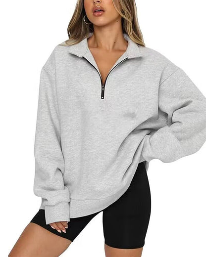 Phoebe – Casual Zip Sweatshirt with Turndown Collar