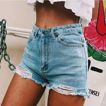 Sophie – Retro Women's Denim Shorts with Distressing